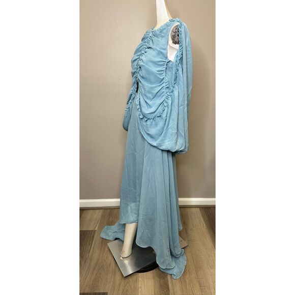 ROKH Shirred Poncho Vest Midi Dress in Smoke Blue US 0 $1026 - Picture 6 of 11